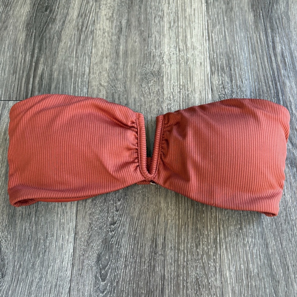 Victoria’s Secret Strapless Bandeau Bra Size Small Rust Terracotta Ribbed